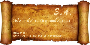 Sörös Annamária névjegykártya